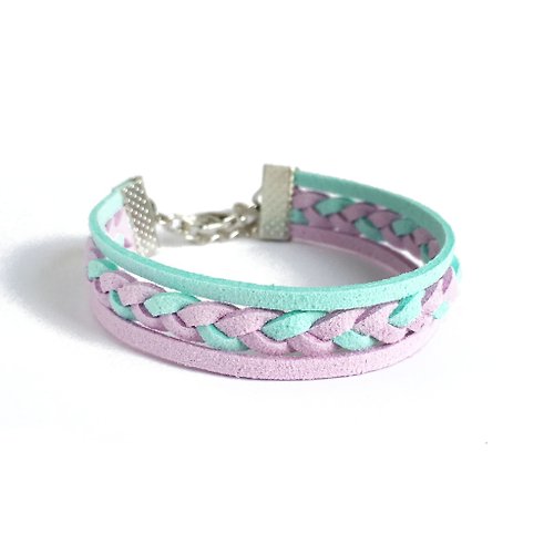 Anne Handmade Bracelets 安妮手作飾品 手工製作 簡約個性 多層次 混色 編織手環-紫 限量