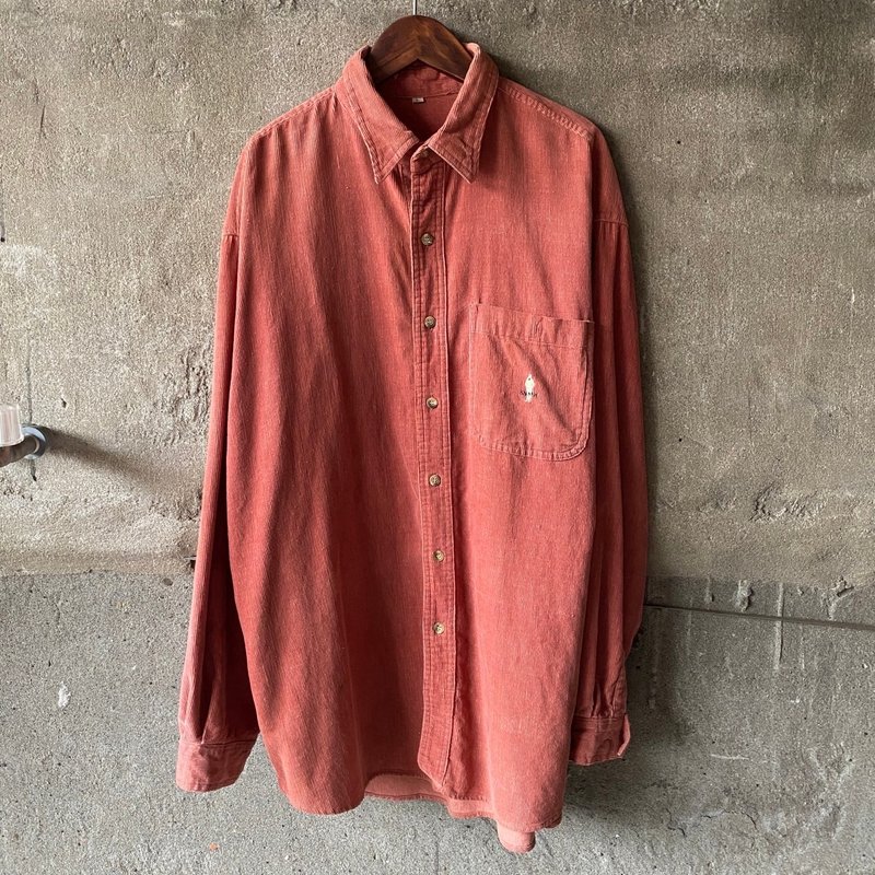 --Vintage--small embroidered corduroy shirt - Men's Shirts - Other Materials Red