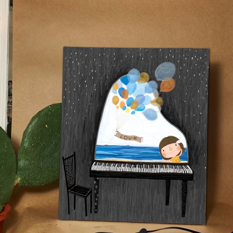 Unframed painting-Seascape beyond Dolly's piano - Posters - Wood Gray