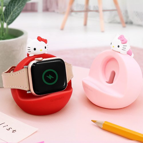 永橙.GARMMA-三麗鷗/LINE FRIENDS/蠟筆小新正式授權商 GARMMA Hello Kitty Apple Watch &手機 二合一充電支架