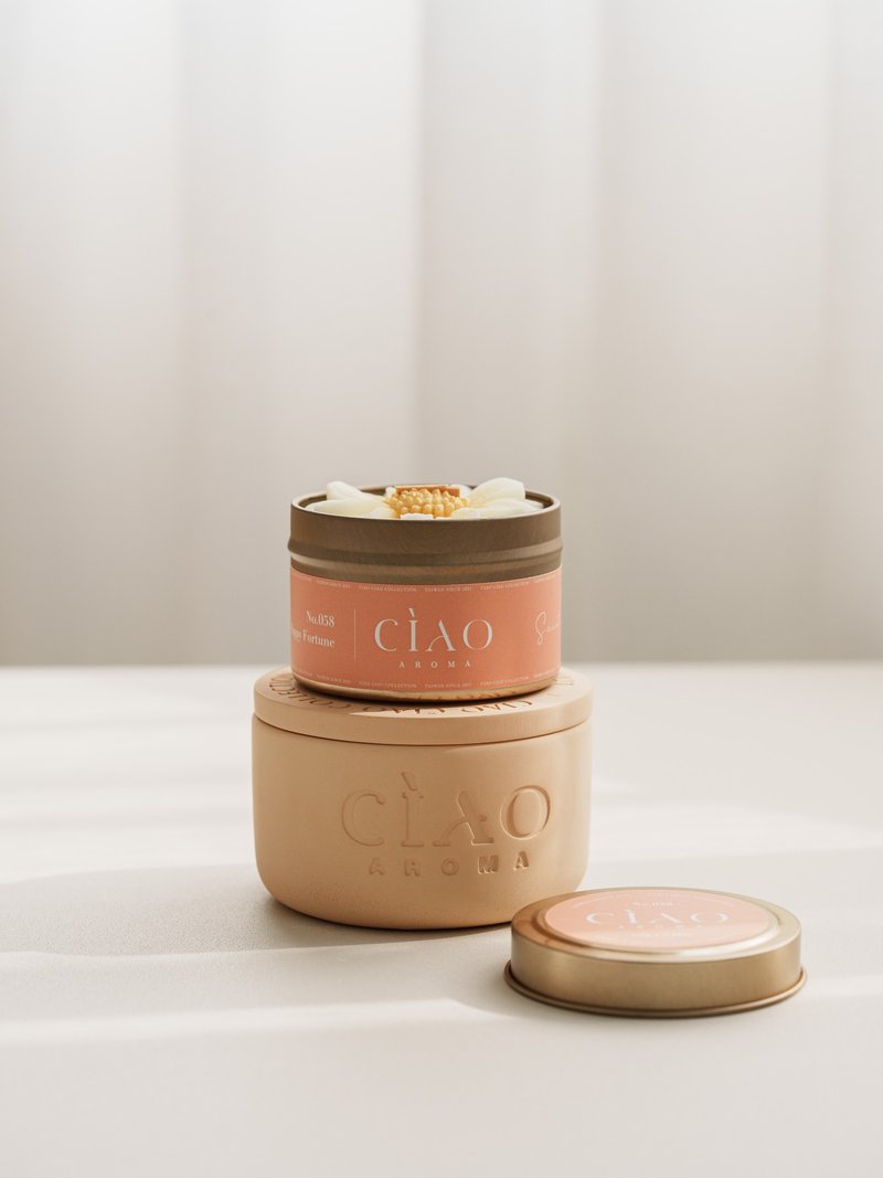 No.058 Citrus Woody Peach Orange Natural Handmade Travel Scented Candle Cement Diffuser Cup Set - น้ำหอม - ปูน สีส้ม