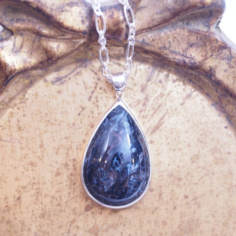 彼得石 Pietersite 風暴石 金絲碧玉 手工項鍊 含銀鍊 - 項鍊 - 半寶石 藍色