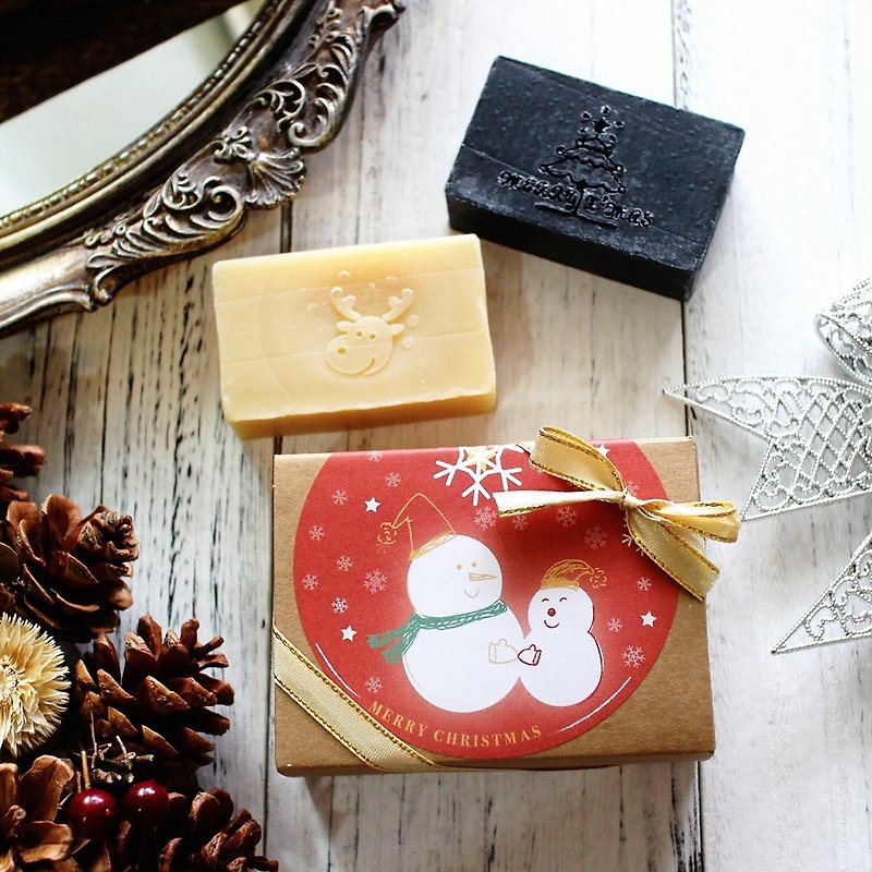 【Leibai Bo】 Christmas handmade soap gift box sharing group X2│ Christmas gift│ exchange gifts │ elk + Christmas tree - Body Wash - Other Materials Red