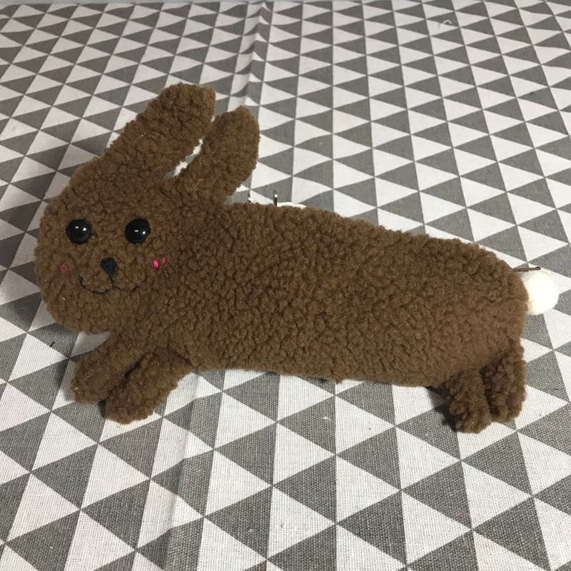 RABBIT LULU 飛奔兔兔 咖啡 筆袋/化妝包/小物袋 - 化妝包/收納袋 - 棉．麻 咖啡色