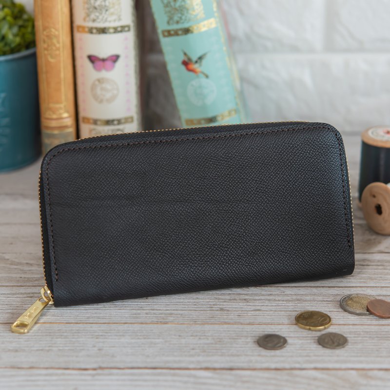 日本製造　牛皮　錢包　黑色　Weinheimer  Wapro Lux　made in JAPAN handmade leather wallet - 錢包/皮夾/長短夾 - 真皮 黑色
