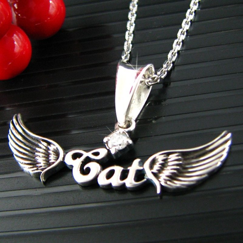 Customized .925 Sterling Silver Jewelry AH00005-Angel Heart Necklace - สร้อยติดคอ - โลหะ 