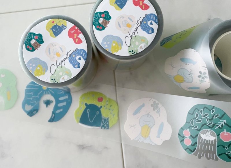 Pop empty animals tape PET tape [with release paper] - Washi Tape - Plastic Multicolor