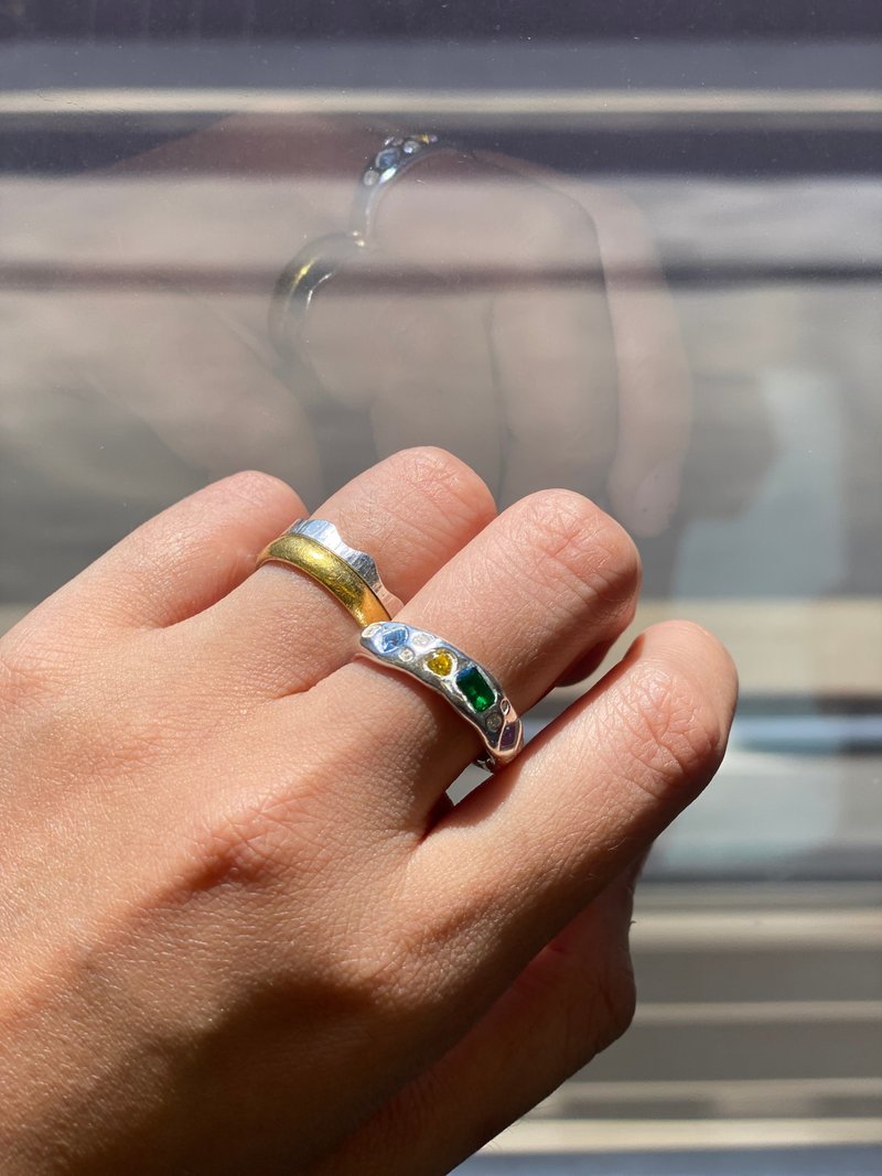 [Taipei Jinzhou Store] Silver clay ring-five Gemstone/unlimited small diamonds/free handmade refreshments/date - Metalsmithing/Accessories - Other Metals 