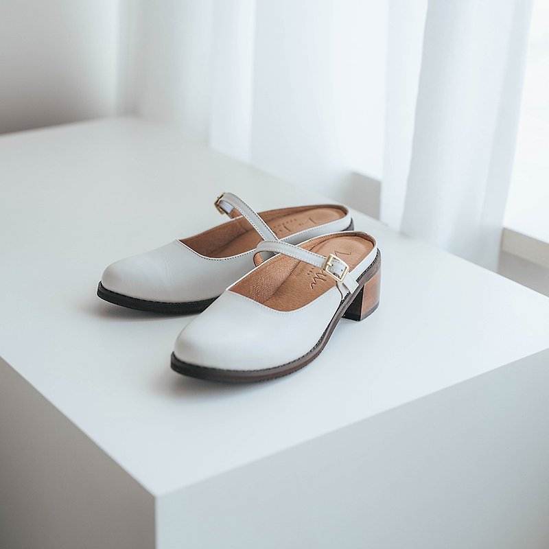 Sunlight fairy mules_off-white - High Heels - Genuine Leather White