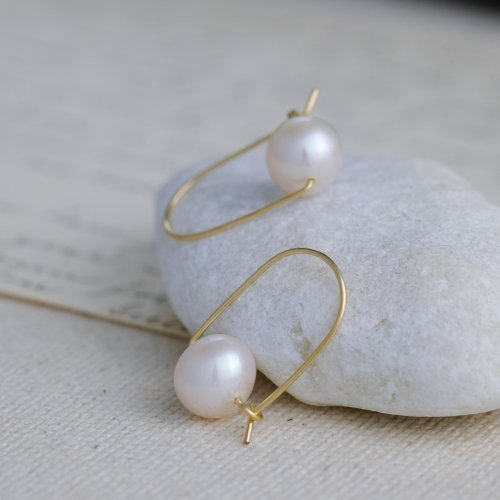 Beau Jewelry 秘境漫步 時尚窗型珍珠耳環 14K包金 注金 穿搭