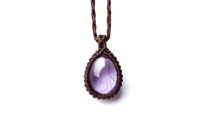 Amethyst Wax thread braided neck cord - Necklaces - Gemstone Purple