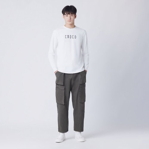 ピュアコットンロゴ長袖Tシャツ - ショップ CROCO シャツ メンズ - Pinkoi