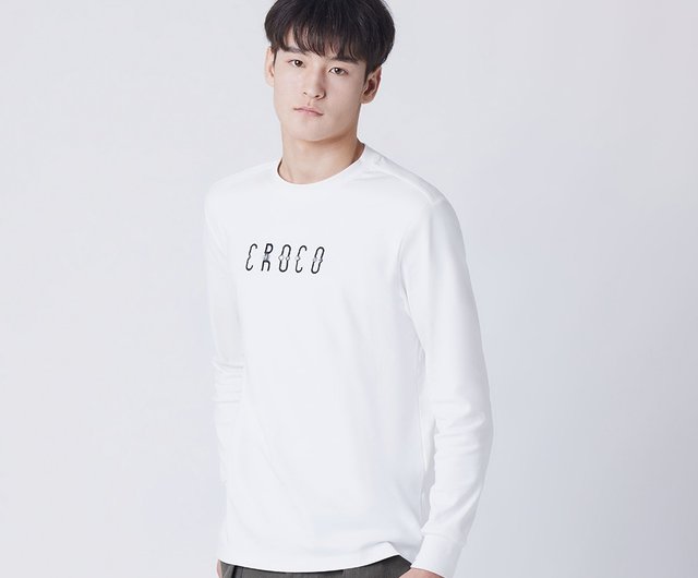 ピュアコットンロゴ長袖Tシャツ - ショップ CROCO シャツ メンズ - Pinkoi