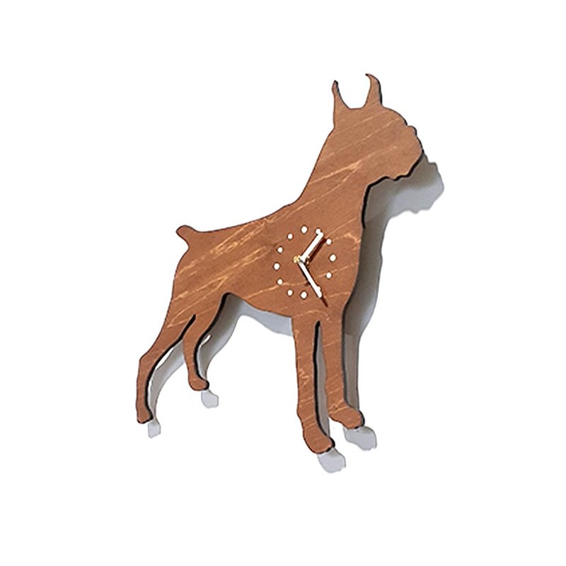 Handmade Wooden Creative Clock Happy Zoo-Boxer Dog - นาฬิกา - ไม้ สีนำ้ตาล