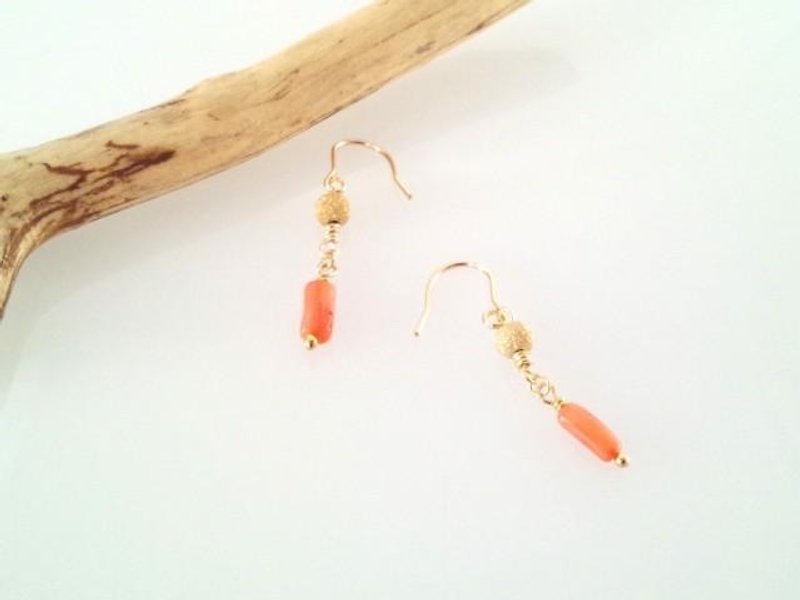 Coral natural coral (coral) K14GF earrings - Earrings & Clip-ons - Gemstone 
