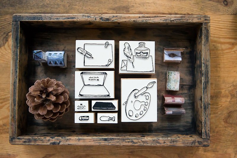 文房具コレクションNo.1 DIY ゴムスタンプセット - OURS Color Atelier 色彩工房 シリーズ - はんこ・スタンプ台 - 木製 