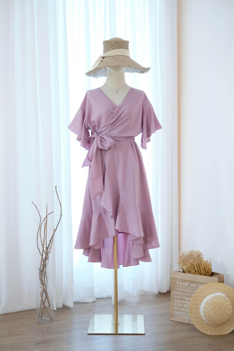 Mauve purple dress Mauve Bridesmaid dress Bridesmaid Robe Sundress Summer dress - 洋裝/連身裙 - 聚酯纖維 紫色