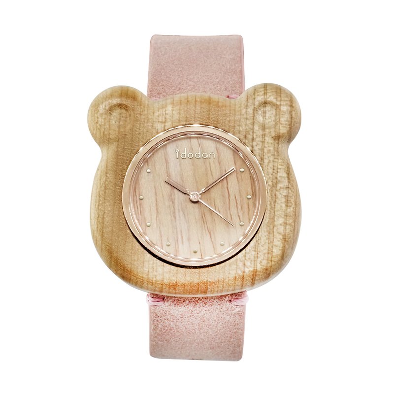 Wood Women's Watches Pink - 【idodan】Bear loves you forever-white bear-log white chicken oil (light Wax tree)