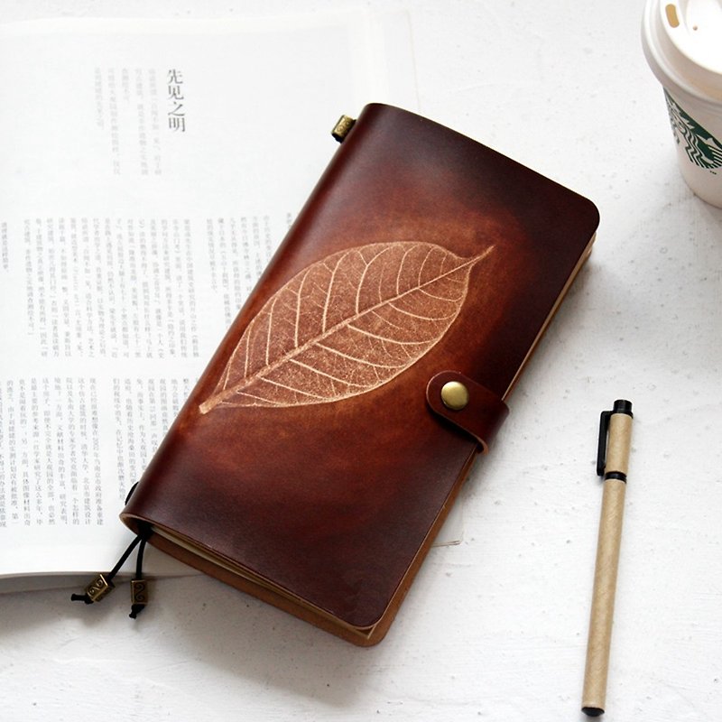 Such as Wei Ye Ye Dyeing series dark brown 22 * ​​12cm Standard Edition notebook leather notebook / diary / travel notebook / notepad can be customized free lettering exchanging gift wedding gift lover gift birthday gift - Notebooks & Journals - Genuine Leather 