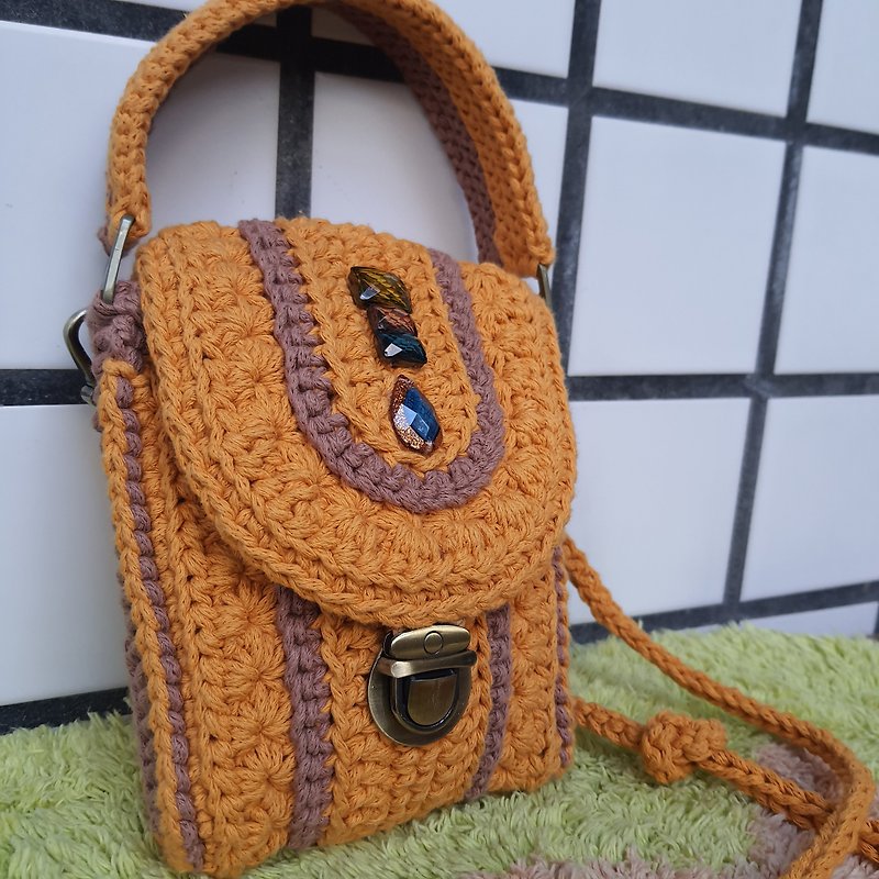 diamond square small bag - Messenger Bags & Sling Bags - Cotton & Hemp Orange
