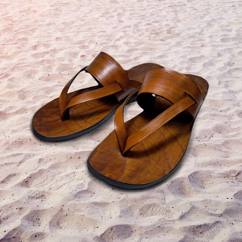 Tan leather sandals, minimalist sandals, boho leather sandals, birthday gift - Sandals - Genuine Leather Brown