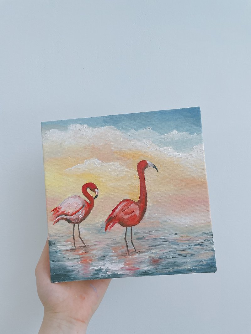 Flamingo oil painting - ภาพวาดบุคคล - ผ้าฝ้าย/ผ้าลินิน 