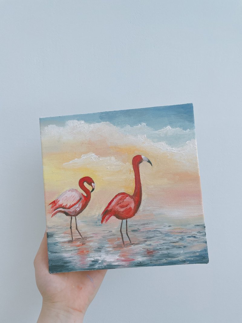 Flamingo oil painting - ภาพวาดบุคคล - ผ้าฝ้าย/ผ้าลินิน 