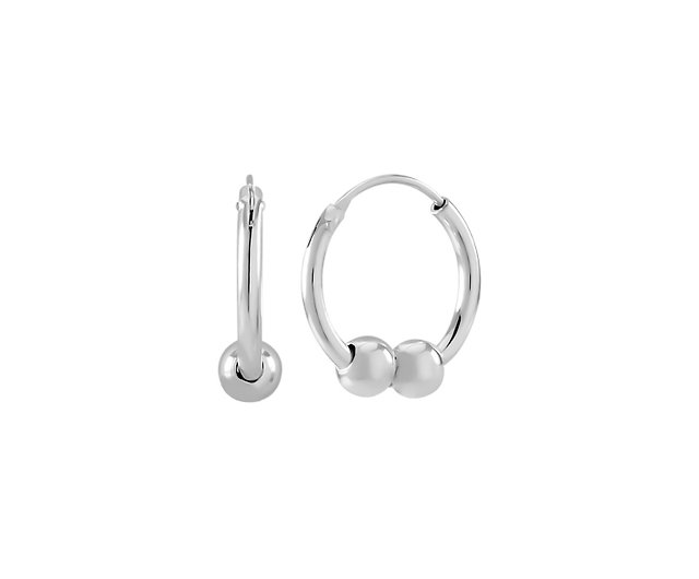 92.5 Oxidised Silver Two Side Designed Hoop Earrings - Silver Palace