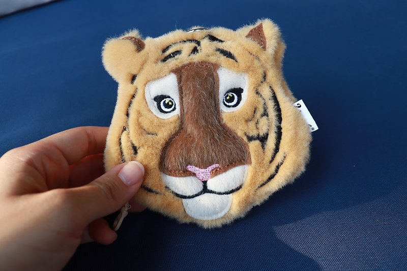 Tiger key&card pouch / coin purse / keykeeper / small adorable animal coin purse - Wallets - Polyester Brown