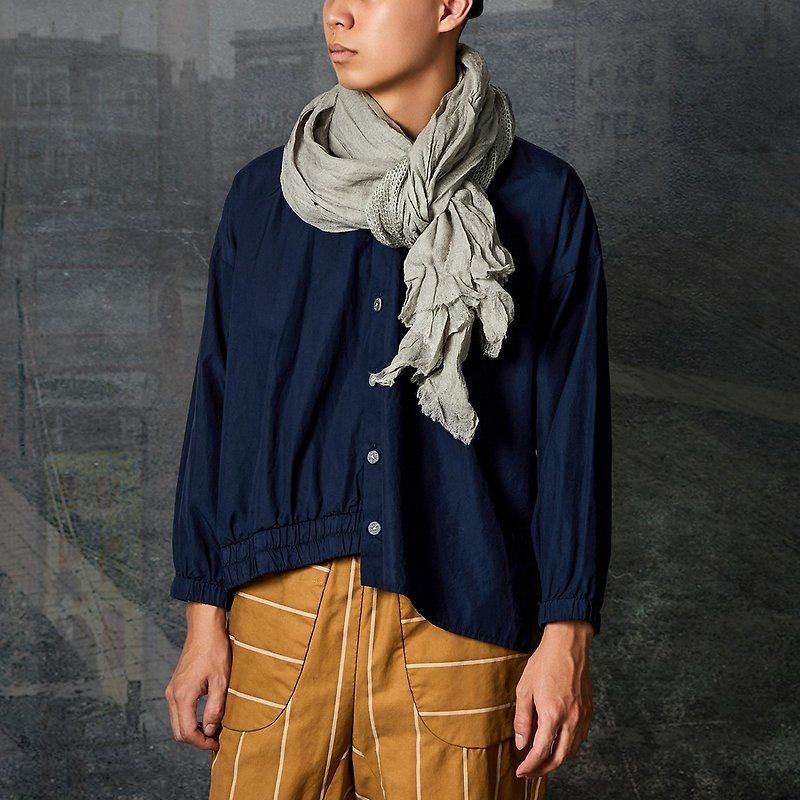 RE_Traffic Network Monochrome Size Weave Stitching Scarf - Knit Scarves & Wraps - Wool Gray