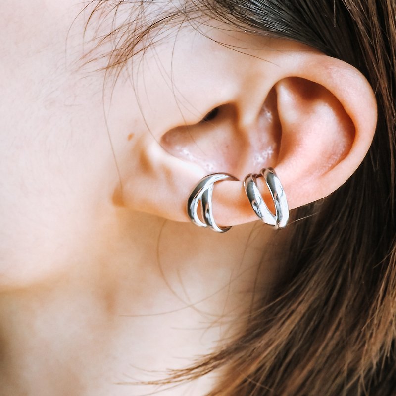 [New Year Gift] Dubbla2 sterling silver painless ear cuff unisex earrings for men and women イヤーカフ - ต่างหู - เงินแท้ สีเงิน