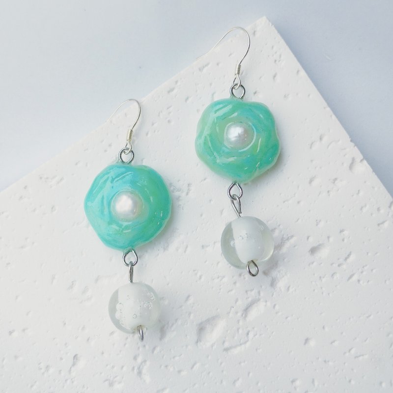 【Summer Pond】Clay Bead Earrings - Earrings & Clip-ons - Clay Green