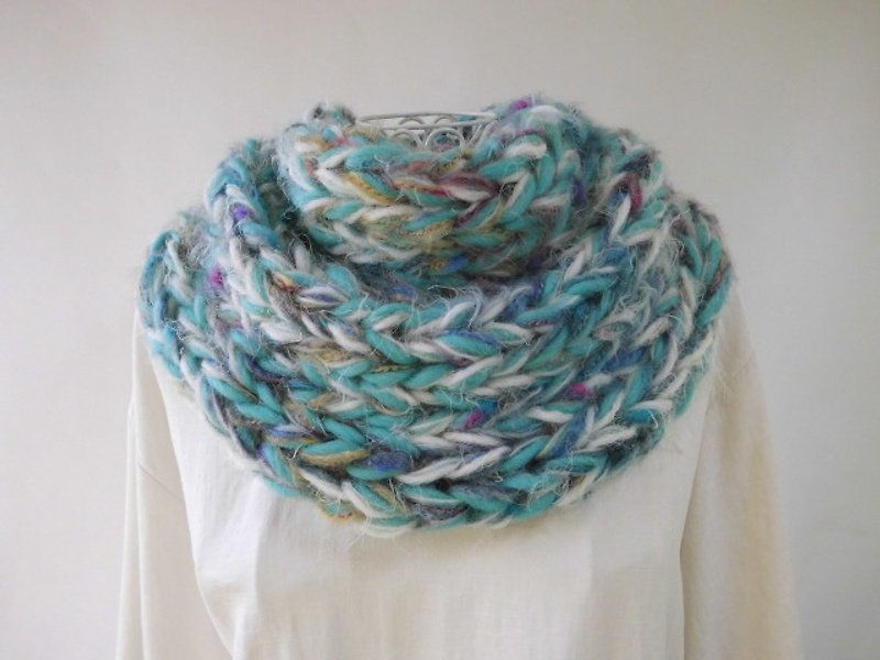 Fluffy ♪ Snood (Queen of the snow) _ Blue green · Very soft · Merino · Alpaca - Scarves - Other Materials Blue