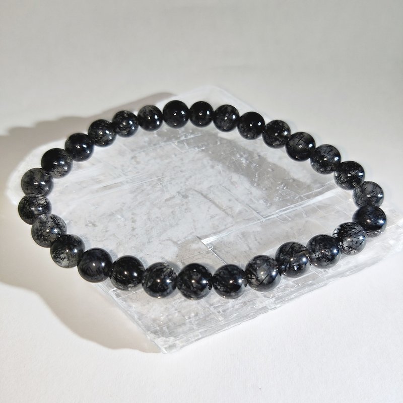 Black Hair Crystal 6.5mm Bracelet Natural Crystal - Bracelets - Crystal Black