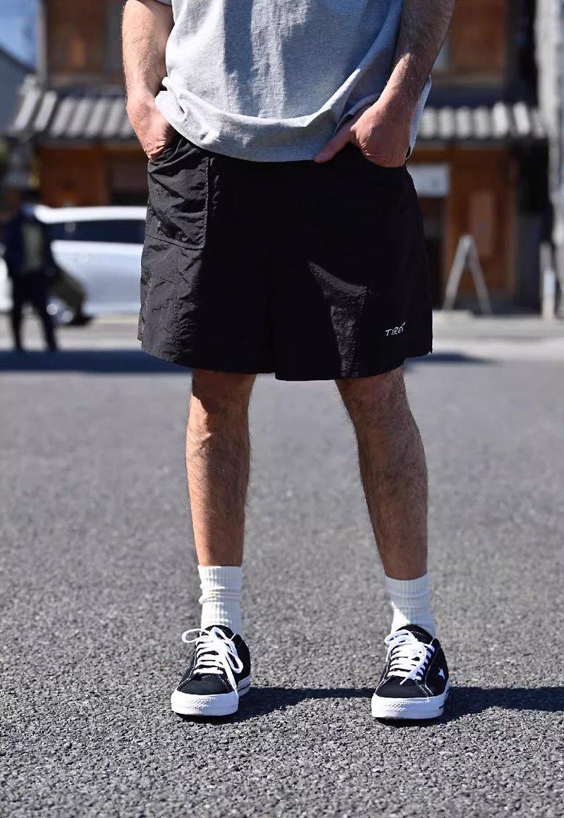 Japanese retro casual beach pants outdoor mesh shorts - Men's Shorts - Other Materials Black