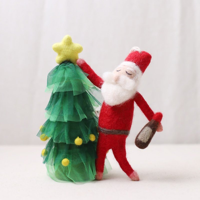ウールは羊山から フェルト ヨガ サンタクロース クリスマス限定 - 置物 - ウール レッド