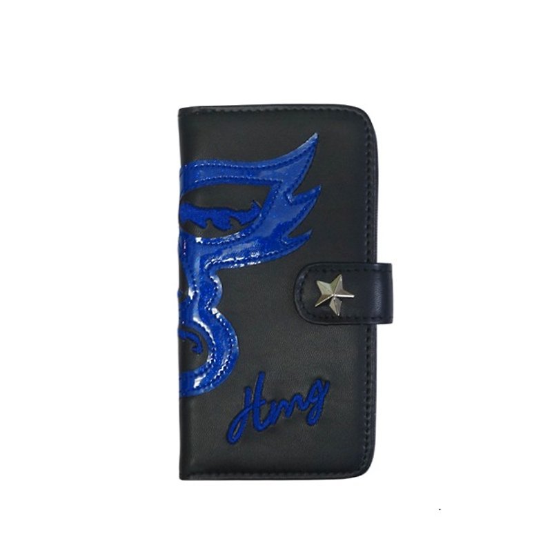 Clamshell wrestling masks Phone Case (M Size) Black - Phone Cases - Genuine Leather Black