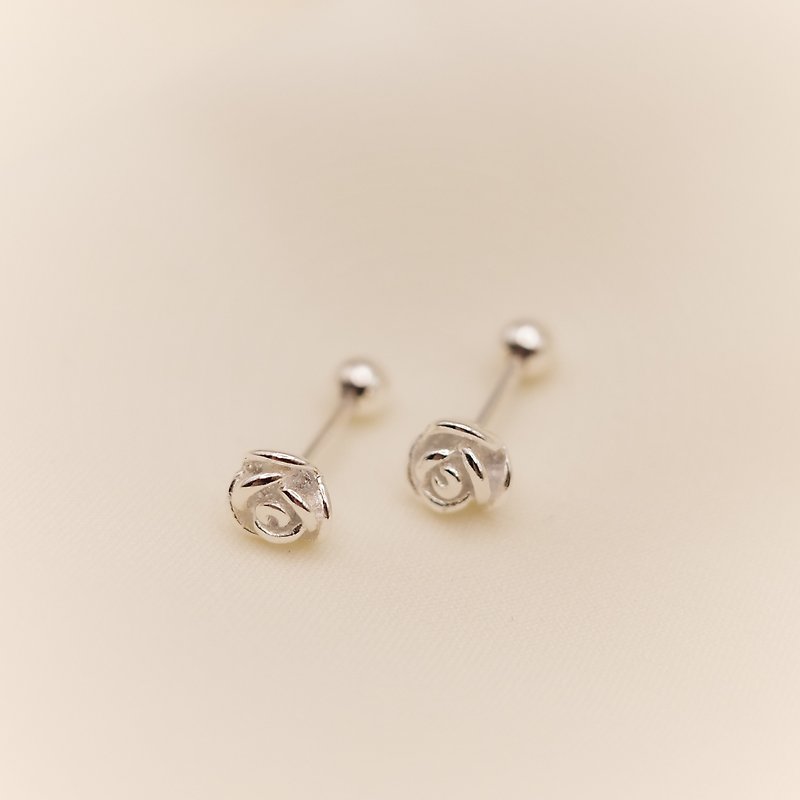 925 sterling silver rose bead earrings Valentine's Day gift box bead earrings free gift box packaging - Earrings & Clip-ons - Sterling Silver Silver