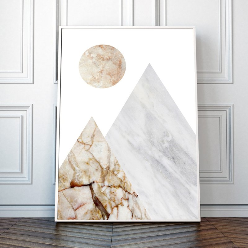 Abstract Moon Mountain Landscape Art Print for Nursery - 壁貼/牆壁裝飾 - 紙 