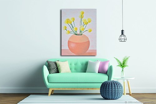 ArtGil Pink vase, geometric art, minimalism, Hanging Picture Botanical Painting, Canvas