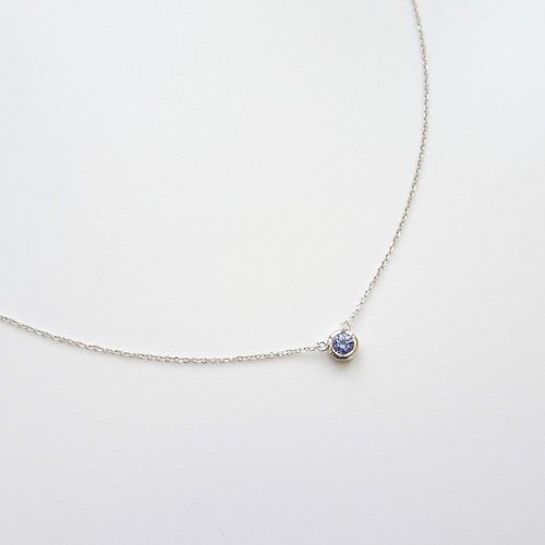 Joyce Wu Handmade Jewelry 天然藍寶石 單顆包鑲 純 18K 白金 黃金 玫瑰金 項鍊 鎖骨鍊 客製
