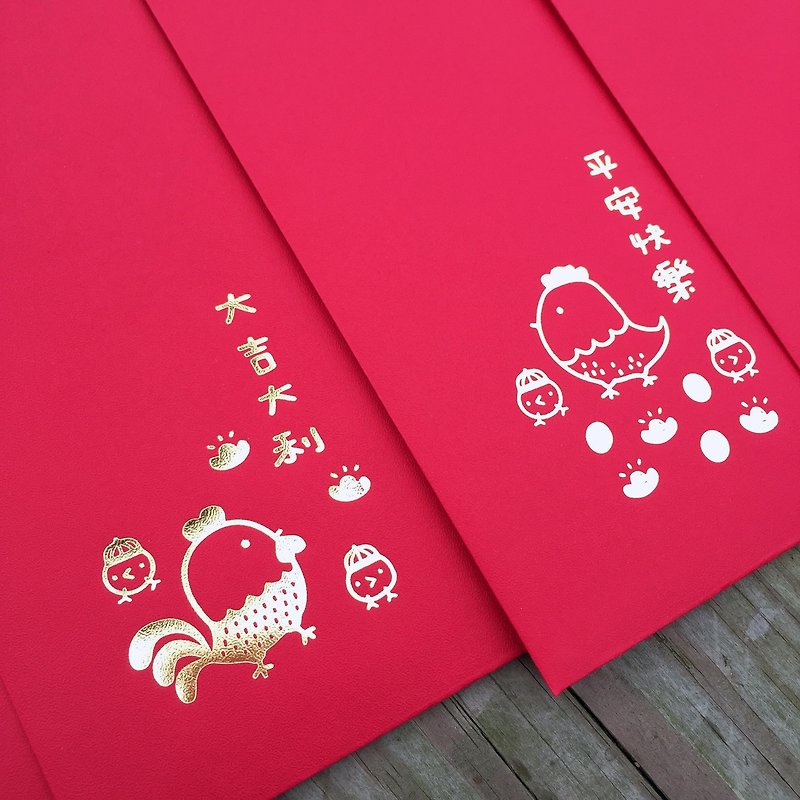 8ブロンズ赤い封筒にカッコウ鶏（追加のプリオーダー） - ご祝儀袋・ポチ袋 - 紙 レッド