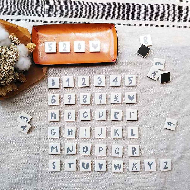 | WHITE WHITE | Letter Tile Magnet-1pc - Magnets - Pottery White