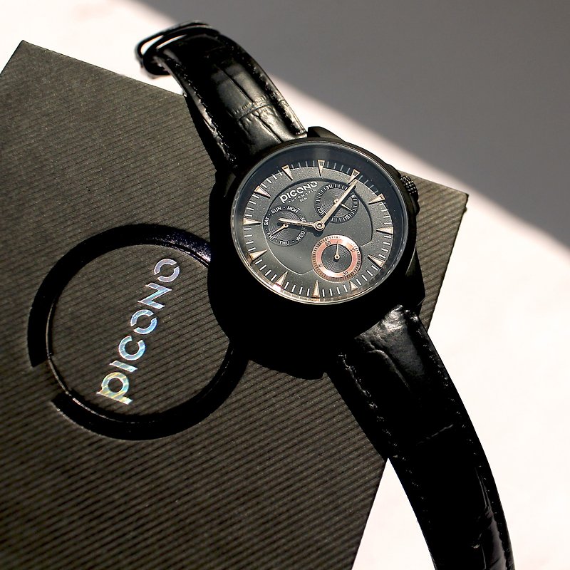 【PICONO】紳士多功能系列手錶-霧黑 / ST-1804 - 女錶 - 其他金屬 黑色