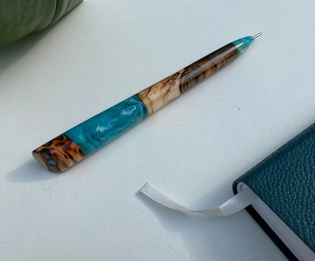 Wood and resin ballpoint pen
