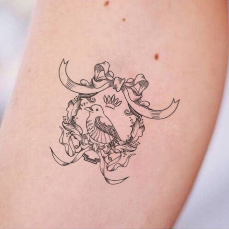 TU Tattoo Sticker - bird / Tattoo / waterproof Tattoo / original / Tattoo Sticker - Temporary Tattoos - Paper Black