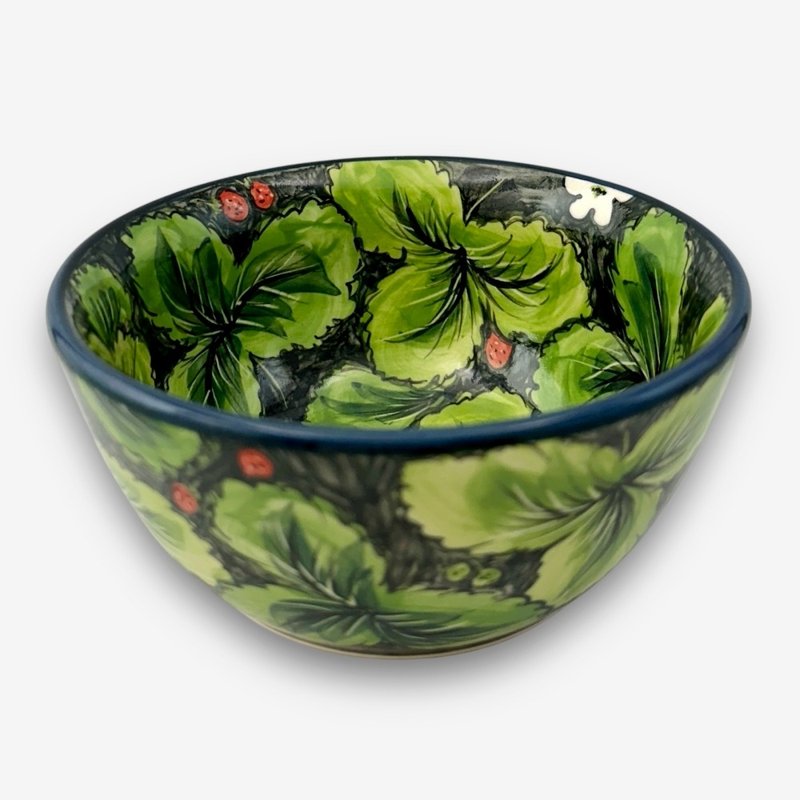 波蘭手繪手工陶-飯碗 13cm 綠叢系列 限量版 - 盤子/餐盤/盤架 - 陶 綠色