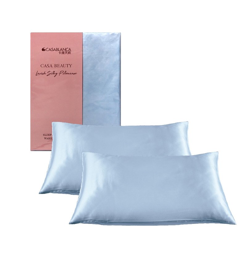 Casa Beauty Silky Cotton Pillow Bags - Light Lake Blue (Pair) - เครื่องนอน - ผ้าไหม สีน้ำเงิน