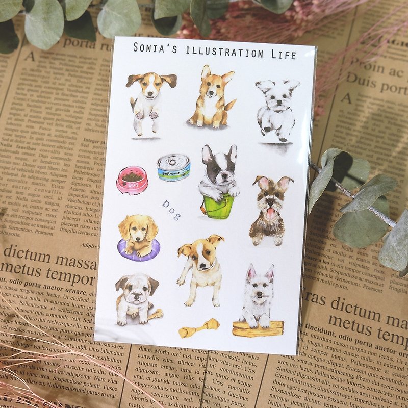 Cute Dog Roll Stickers - สติกเกอร์ - กระดาษ 