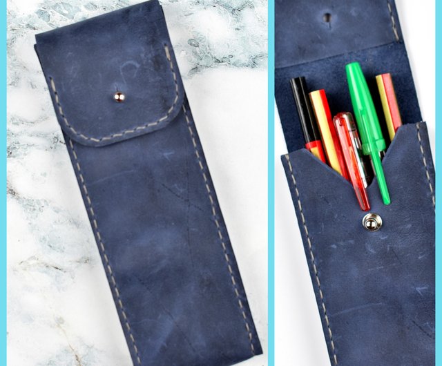 Leather Pencil Case - Stationery Pencil Pouch - Leather Pencil Holder gift  - Shop AV Leather Studio Pencil Cases - Pinkoi